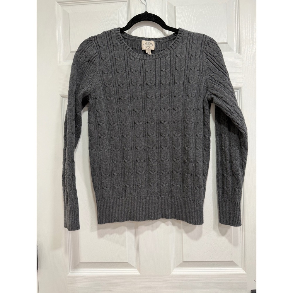 St Johns Bay Women Gray Cable Knit Sweater Long Sleeve Crew Neck Size‎ L